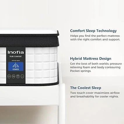 Inofia single mattress featuring hybrid construction for cool sleep