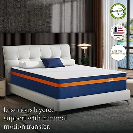 IULULU 14 inch premium mattress with pressure relieving layers