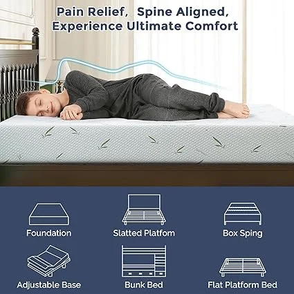 IULULU twin bed mattress with gel foam for pain relief support