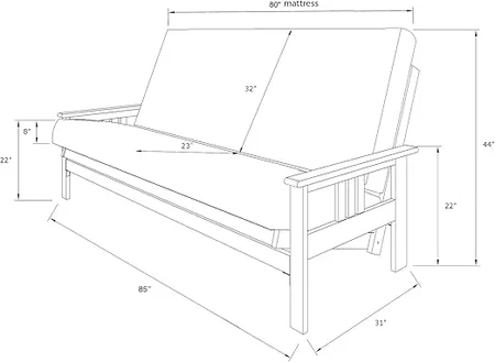 Suede gray mattress on Kodiak Furniture convertible futon sleeper