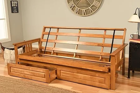 Convertible bed with storage options in Kodiak Furniture queen futon