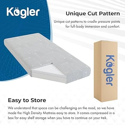 Kogler mattress rolled and compressed for easy setup in trucks