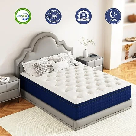 Full mattress with hybrid design for enhanced sleep comfort
