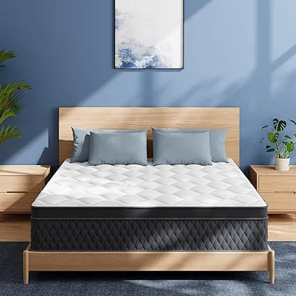 LDLON queen size memory foam hybrid mattress in bed in a box packaging