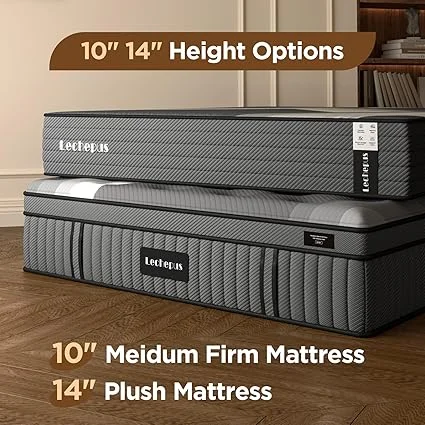 Lechepussleep California King mattress measuring 84x72 inches in bedroom setting