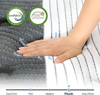 CertiPUR-US certified mattress with no fiberglass, safe and durable
