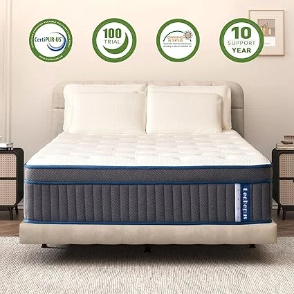Lechepussleep mattress with gel foam and pocket springs for motion-free sleep