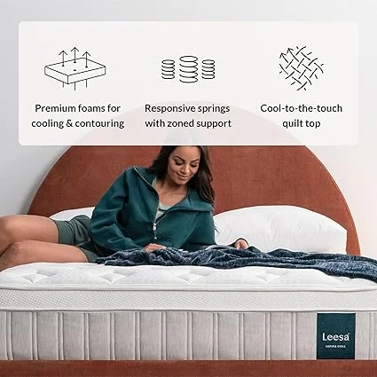 Medium firmness level of Leesa Sapira Chill Hybrid mattress for balanced support