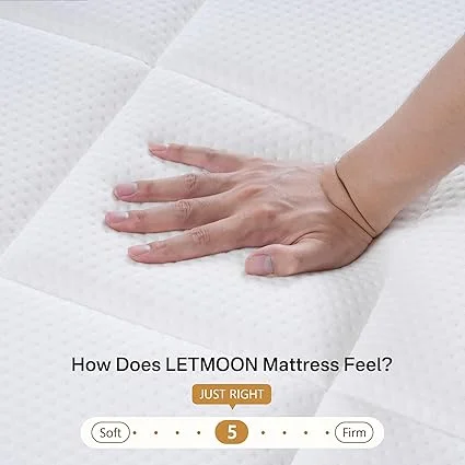 LETMOON fiberglass-free king mattress measuring 80x76 inches