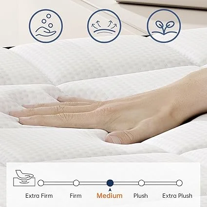 Medium firm LETMOON queen mattress featuring strong edge support