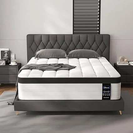 LETMOON 14 inch hybrid queen mattress with memory foam and pocket springs for support