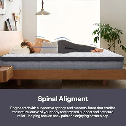 Life Balance bed-in-a-box queen mattress being unboxed, fiberglass-free construction