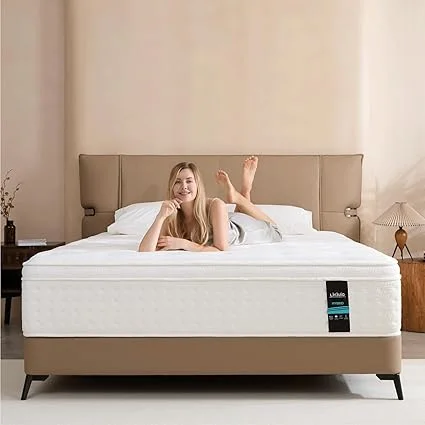 LIKIMIO 10 inch king hybrid mattress in a box with gel memory foam and pocket springs