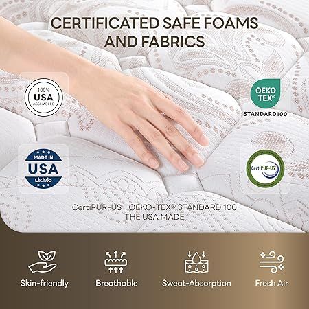 LIKIMIO mattress with gel memory foam and individual pocket springs for pressure relief