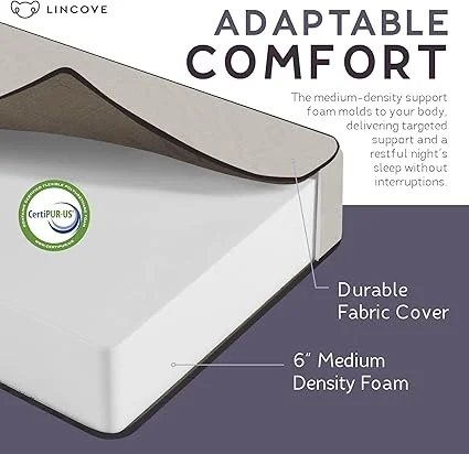 Grey Lincove foam mattress proudly made in the USA