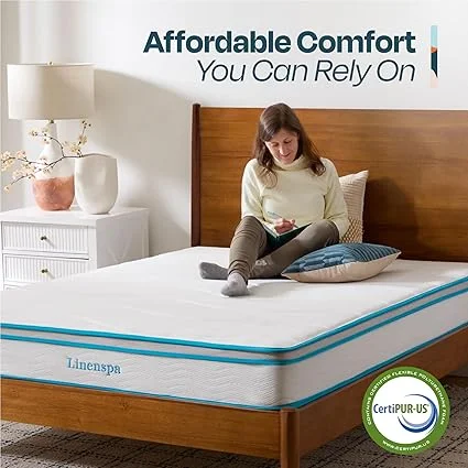 Linenspa memory foam hybrid mattress offering comfort for kids bedrooms