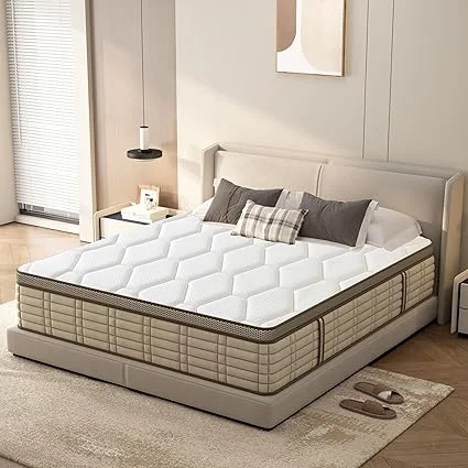 LOKLNEYK 10-inch medium firm mattress with memory foam and pocket springs
