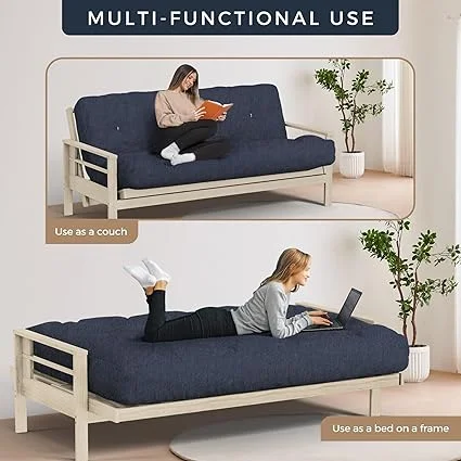 10-inch thick futon mattress shown in folded sofa position