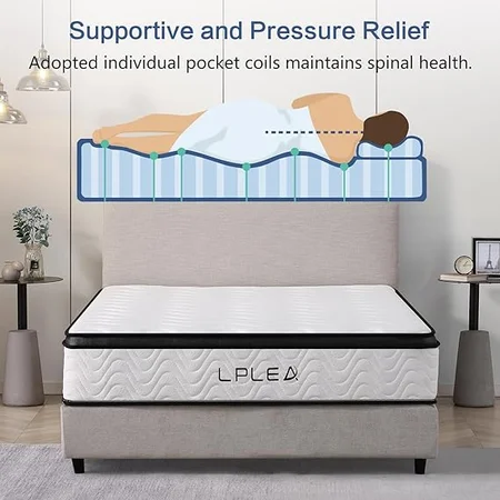 LPLEA hybrid mattress showing medium firm support layers construction