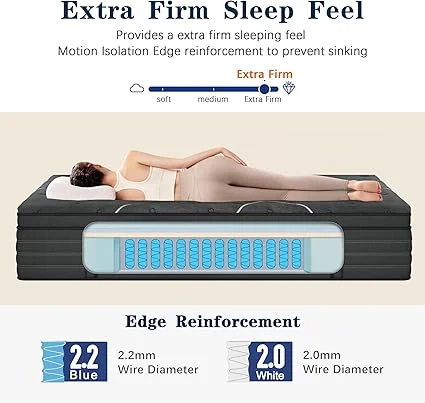 14-inch extra firm hybrid mattress by Luckyvo for restful sleep