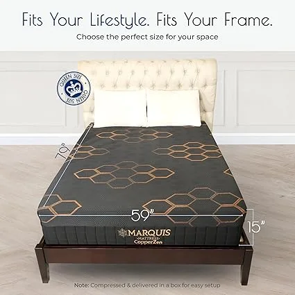 Close-up of Marquis mattress copper-infused cooling cover and tri-zone pocket coils