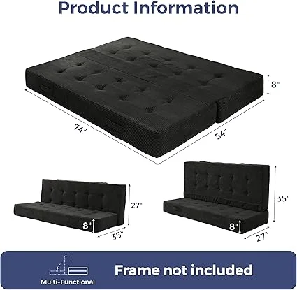 Tufted foldable couch bed by MAXYOYO in full size, ideal for living rooms