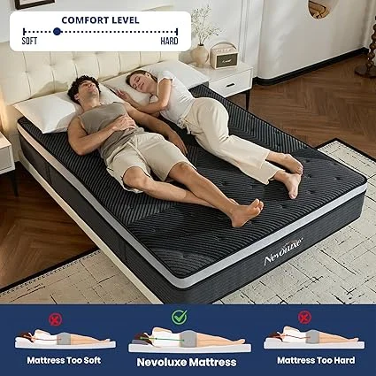 Medium firm mattress providing pressure relief and cooling support for comfortable sleep
