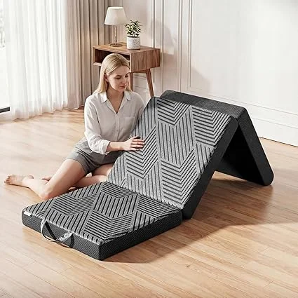 MEWMINGLE tri folding mattress single with memory foam and sturdy handles