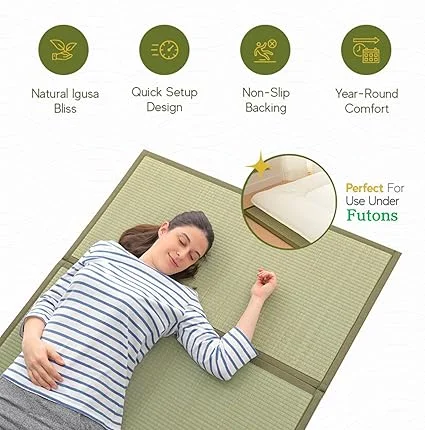 MIINA igusa rush grass mattress with 0.4 inch thin profile