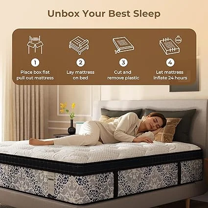 80x76x14 inch dimensions of NAPSIE hybrid king mattress
