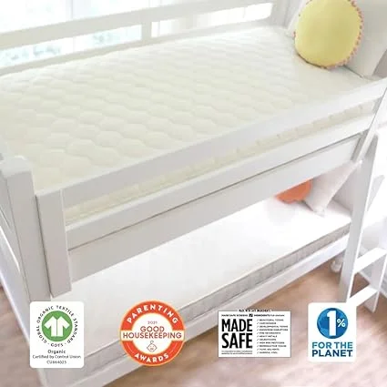 Twin mattress with quilted and waterproof layers from Naturepedic