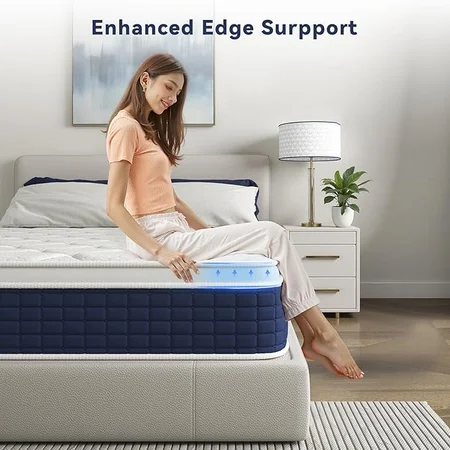 Side view showing 12 inch thickness of medium firm Nelaukoko hybrid mattress