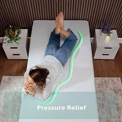 Fiberglass free twin mattress providing pressure relief and support