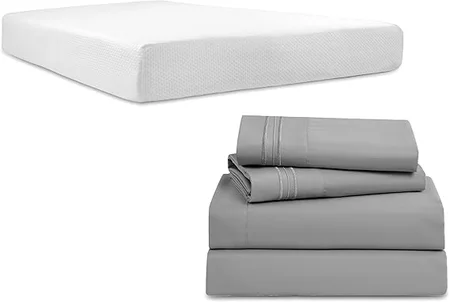 Nestl queen sized green tea memory foam mattress with cooling graphite layer and dark grey sheets