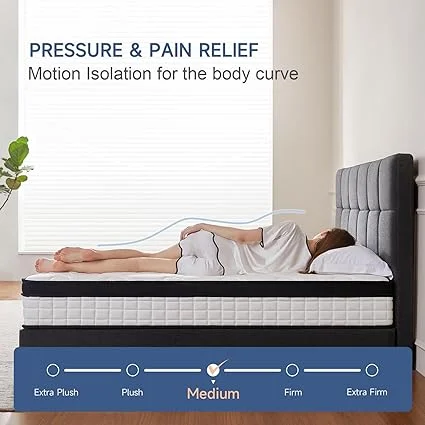 12-inch thick Netply hybrid mattress setup in bedroom