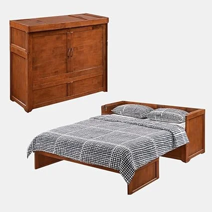 NIGHT & DAY Murphy Cube Cabinet Bed in cherry finish with twin XL mattress
