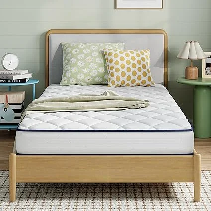Novilla 8 inch twin XL hybrid mattress for kids with foam and spring construction