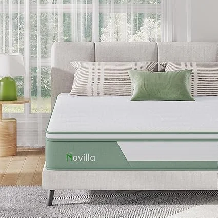 Novilla 12-inch hybrid mattress with gel memory foam layers for cooling comfort