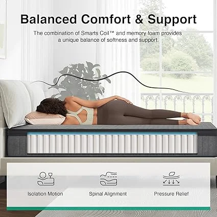 Novilla medium firm hybrid mattress compressed in a box for easy delivery