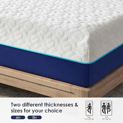 6 inch thick memory foam mattress in twin size for comfortable sleep