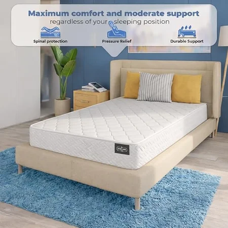 Twin size mattress conveniently rolled and packed in a box