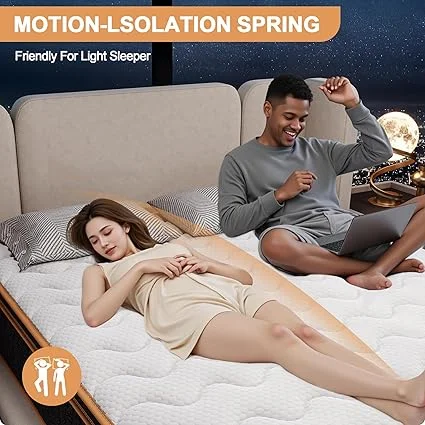 Ovwyk hybrid mattress showing edge support and motion isolation features