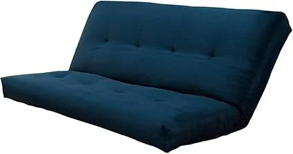 Pemberly Row navy blue futon mattress on sleeper sofa frame