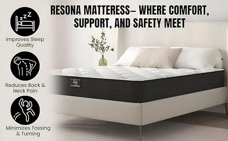 Detailed view of quilted mattress cover on Pleasure Bedding Resona hybrid