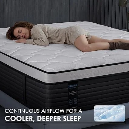 Fiberglass free Queen Rose hybrid mattress compressed in a box for easy delivery