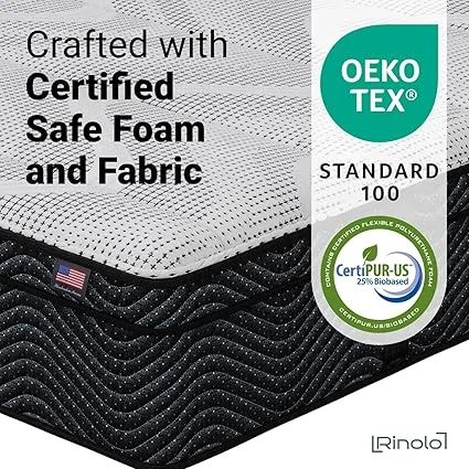 CertiPUR-US certified and fiberglass-free queen mattress from RINOLO