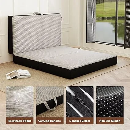 ROXGOX trifold mattress with carry handle for compact storage