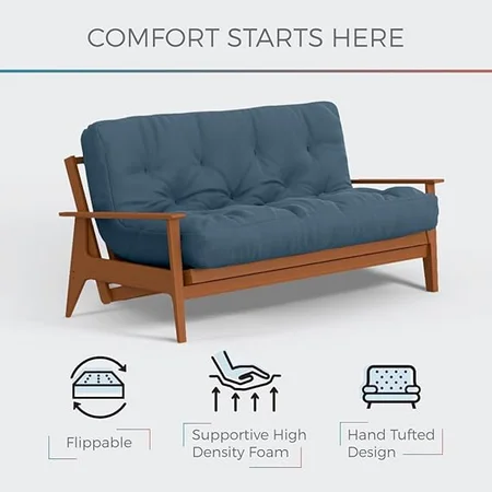 Full size burgundy colored Royal Sleep Products futon mattress