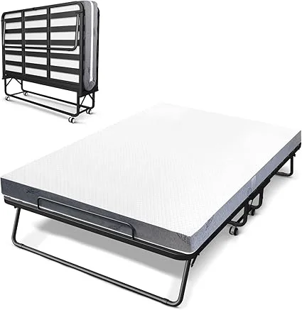 Sapphirana folding bed with mattress for adults in a guest room setting