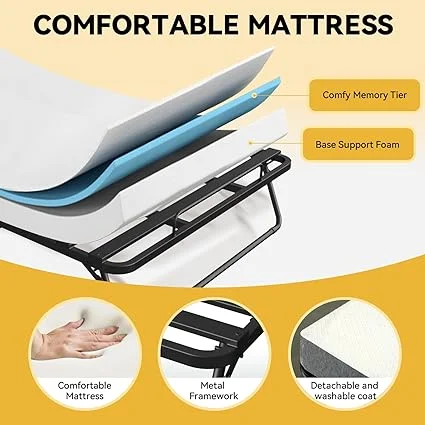Sapphirana folding bed fully set up in a guest room for adult use